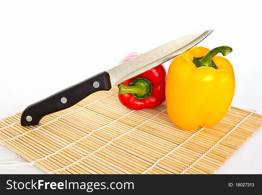 Yellow And Red Sweet Peppers Isolated