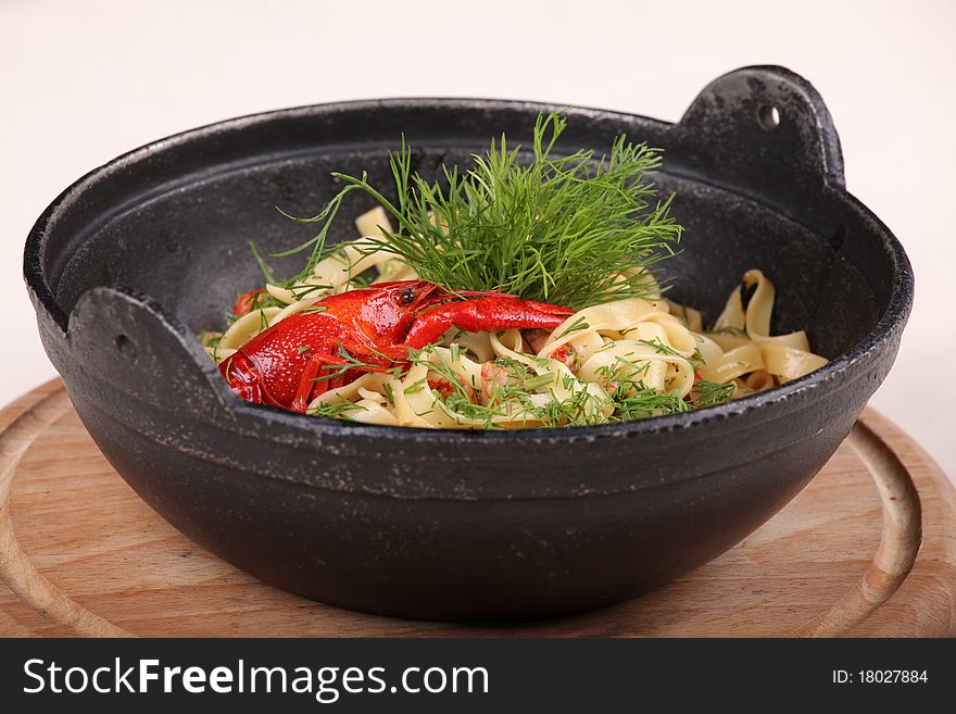 Plate Of Fine Dining Meal, Tagliatelle, Lobster