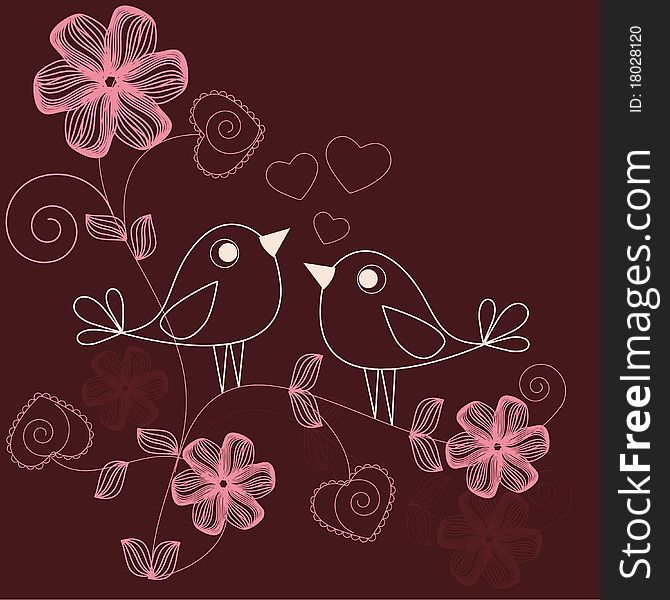 Elegant romantic background - loving birds