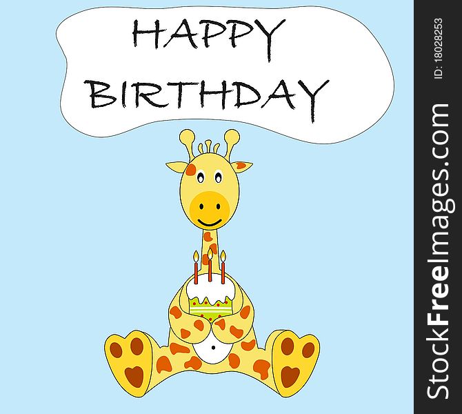 Birthday card with sweet giraffe