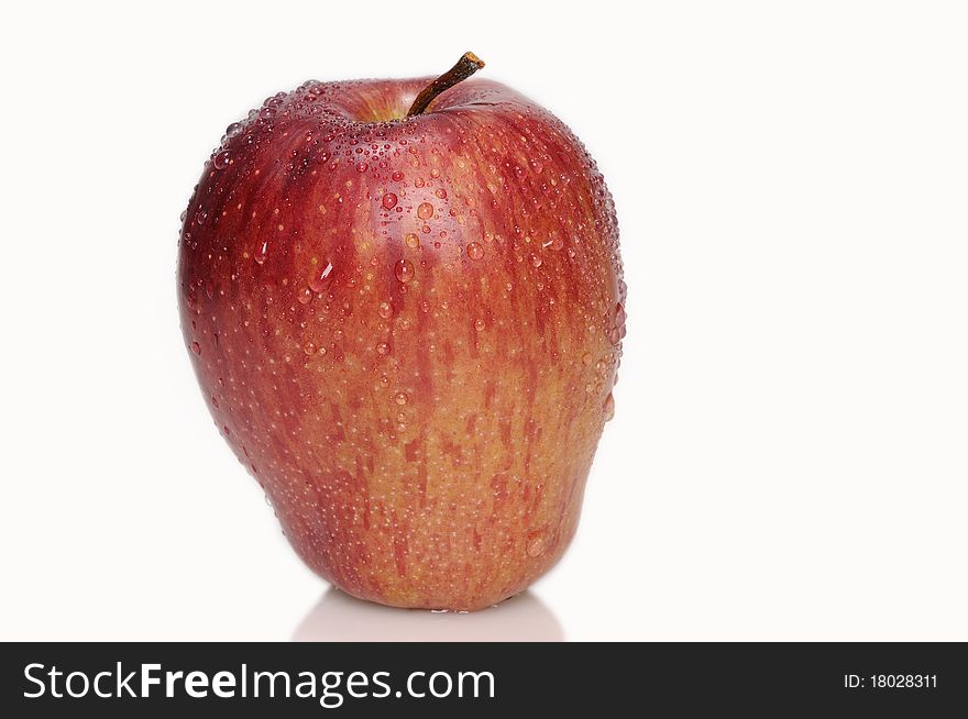 A red apple against white background