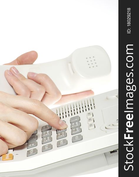 Finger with white telephone keypad