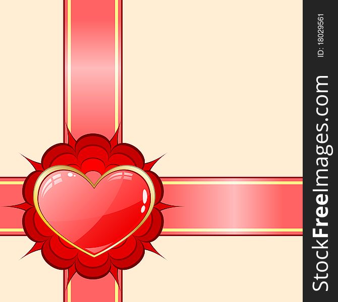 Gift ribbon with red heart