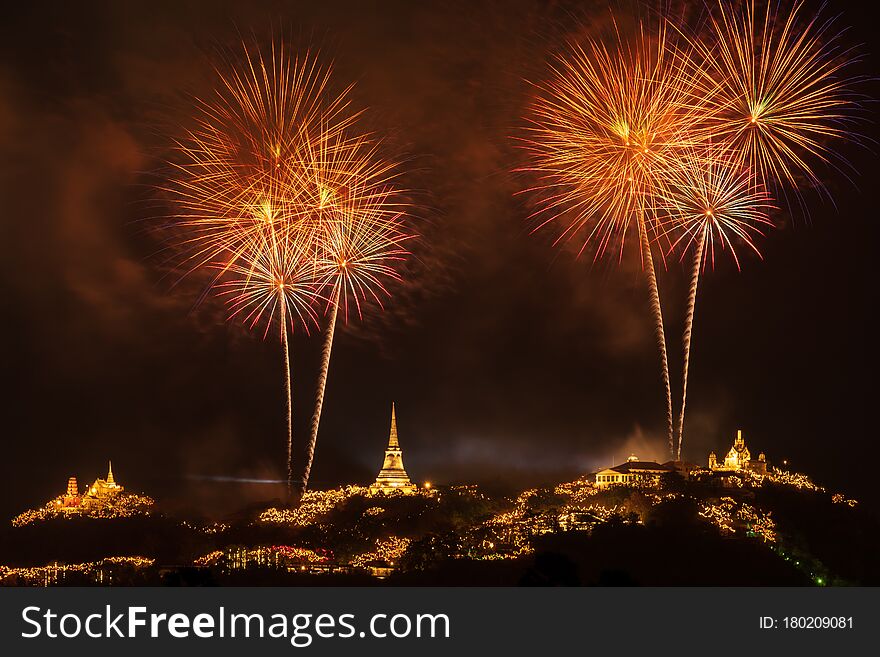Fireworks at the annual event of Phra Nakhon Khiri, Phetchaburi province, Thailand