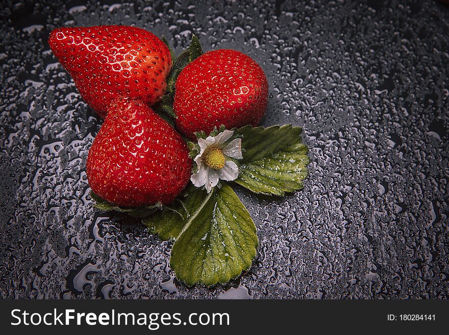 Strawberries On A Natural Slate Base,