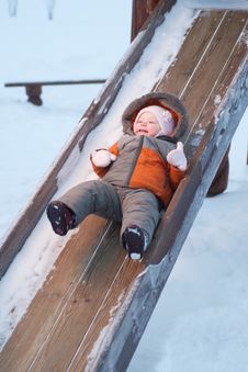 Baby Sliding Down The Slides For Children Royalty Free Stock Photos Baby Sliding Down The Slides For Children Royalty Free Stock Photos