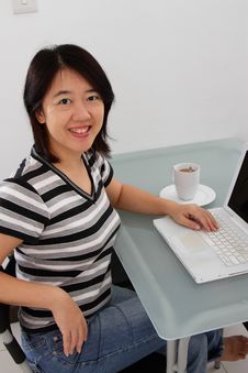 Smiling Working Woman Stock Photo Smiling Working Woman Stock Photo