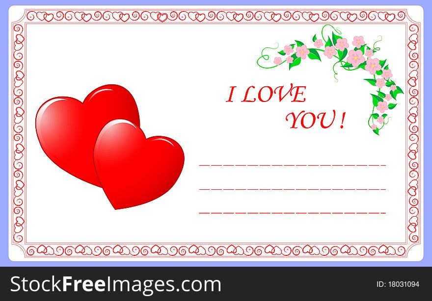 Greeting card. two hearts and a frame. vector. Greeting card. two hearts and a frame. vector.
