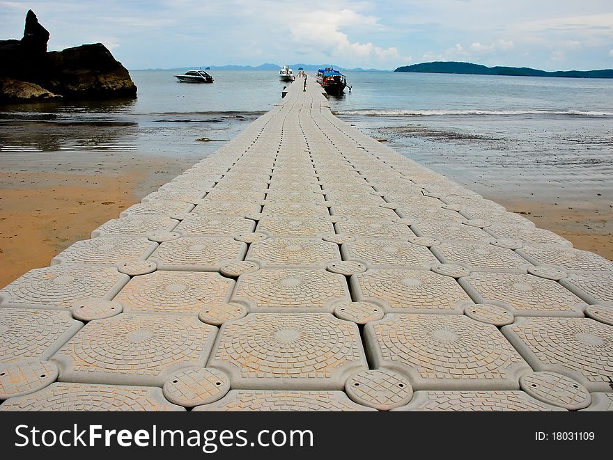 Perspective of bridge to the sea. Perspective of bridge to the sea.