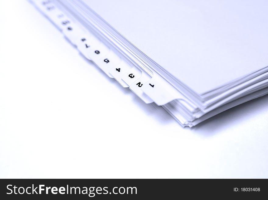 Several blank file tabs on white background. Several blank file tabs on white background
