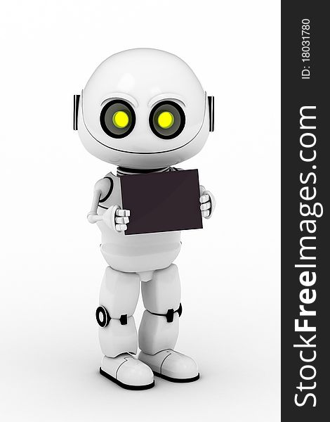 White robot, 3d rendered, Smiles