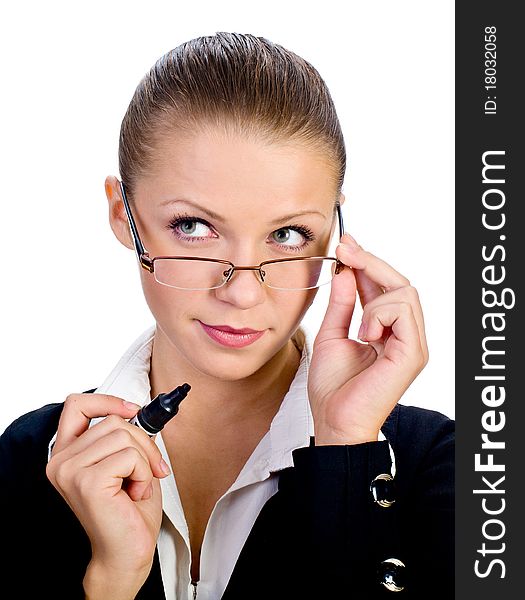 Beatiful Businesswomen With Glasses Isolated