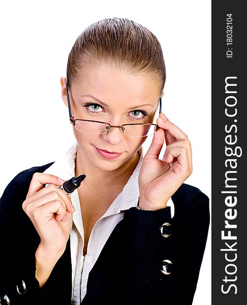 Beatiful Businesswomen With Glasses Isolated