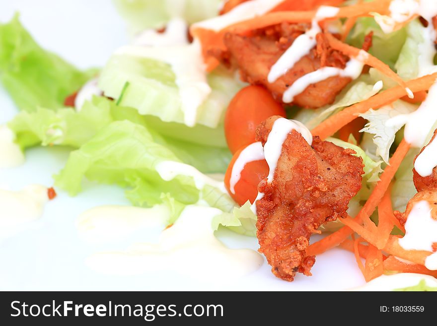 Thai Style Chicken Salad on a plate. Thai Style Chicken Salad on a plate