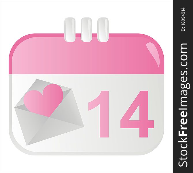 St. valentine's day calendar icon with love letter