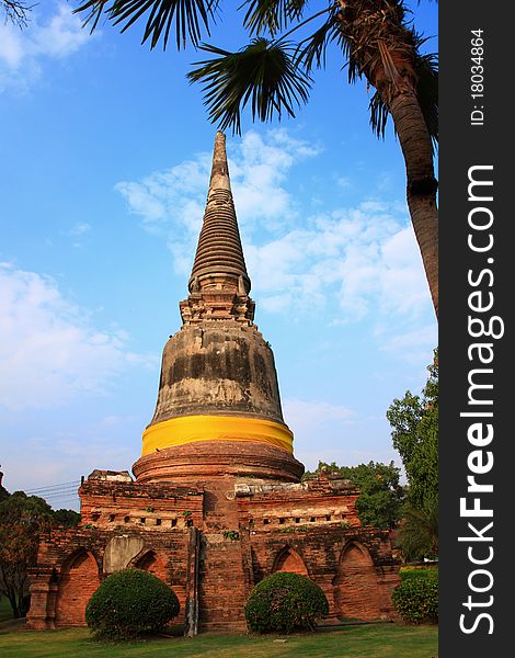 The old stupa of Wat Yaichaimongkol, Ayutthaya, Thailand