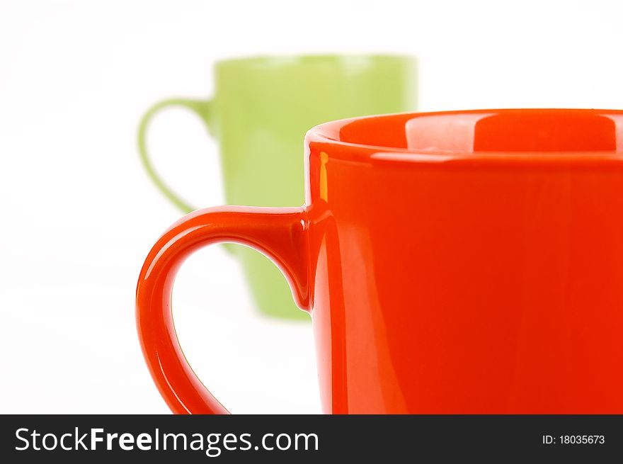 Cups for tea on a white background