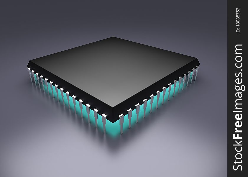 3d Computer chip concept on gray background