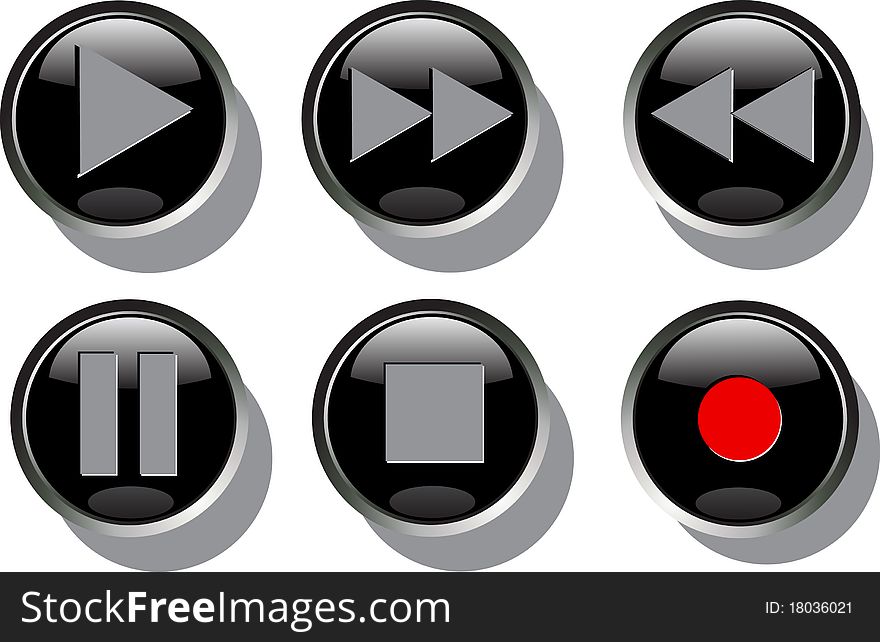 Vector black buttons for web and computing on white illustration