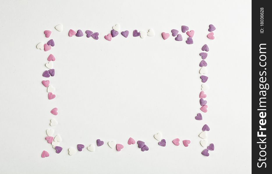 Heart shaped candy sweets text space