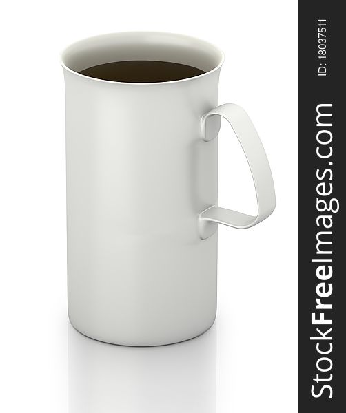 Mug or cup of black coffee on white background