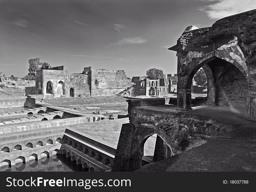 January 08th, 2011 Mandu,Madhya Pradesh, India-A view of a ruin fort of the Mandu. January 08th, 2011 Mandu,Madhya Pradesh, India-A view of a ruin fort of the Mandu