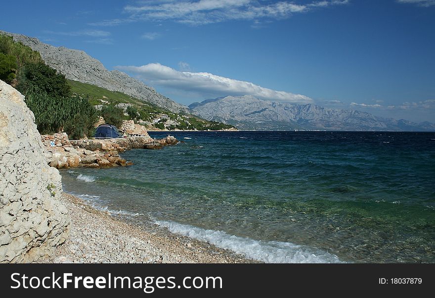 Coast near the town of Omis, Croatia, Europe. Coast near the town of Omis, Croatia, Europe