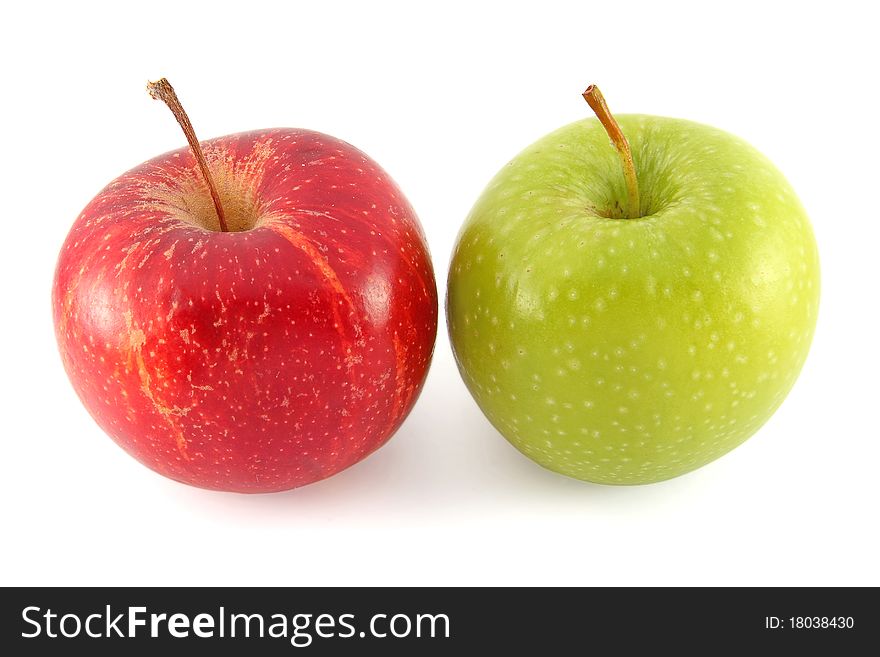 Red and green apples isolated on white