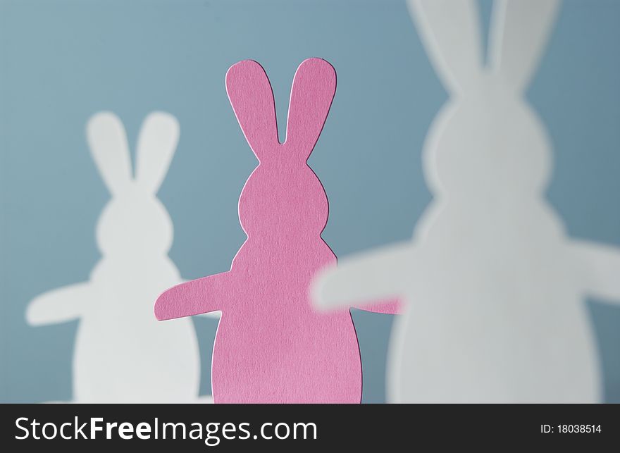 Three paper cut out bunnies