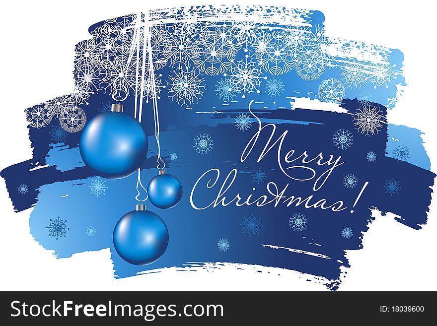 Blue Christmas illustration over hand drawn background. Blue Christmas illustration over hand drawn background