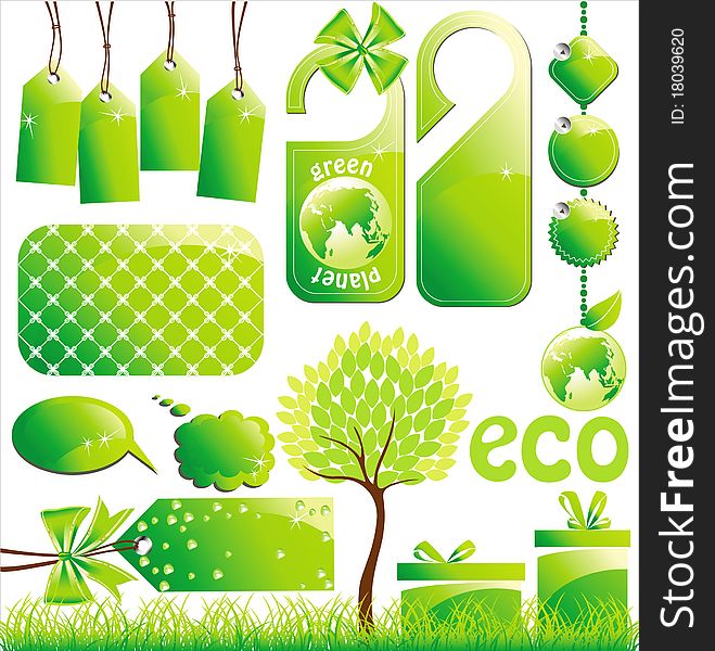 Set of vector elements for your ecology designs. Set of vector elements for your ecology designs