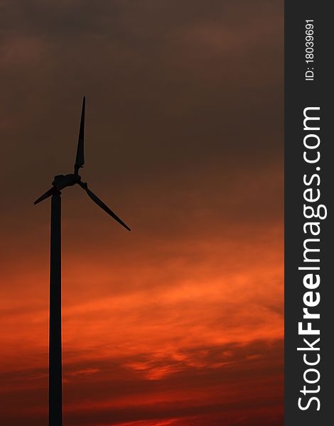 Windmill with the colorful sky