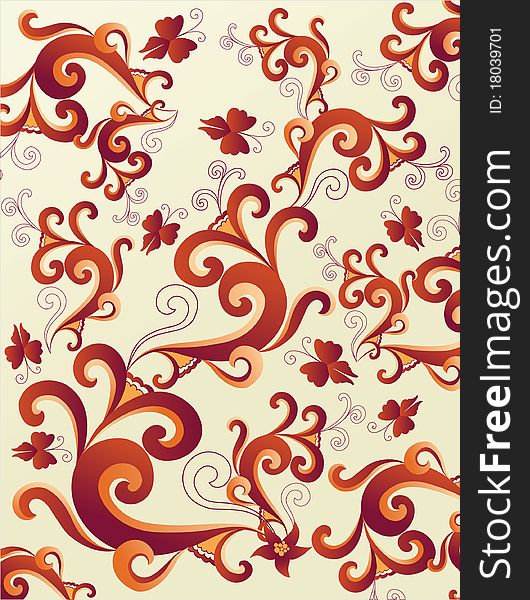 Retro-styled abstract floral background - vector illustration
