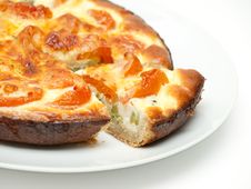 Sliced English Quiche On A Plate Stock Photo