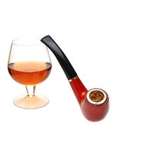 Pipe And Cognac Glass Royalty Free Stock Photo