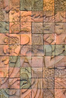 Brick Wall Decorate In Temple Royalty Free Stock Photography Brick Wall Decorate In Temple Royalty Free Stock Photography