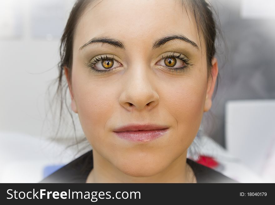 Beautiful young girl at beauty salon