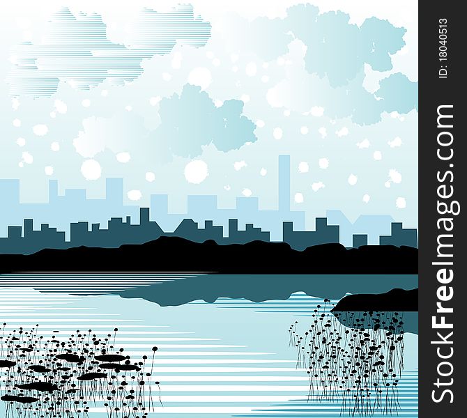Abstract city silhouette vector background
