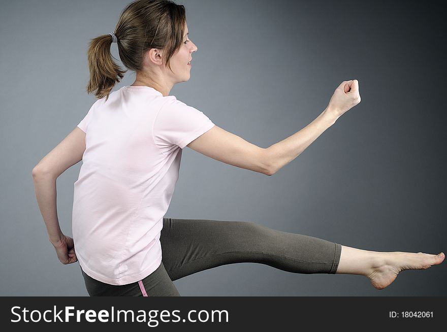 White woman exercising gyms movements. White woman exercising gyms movements