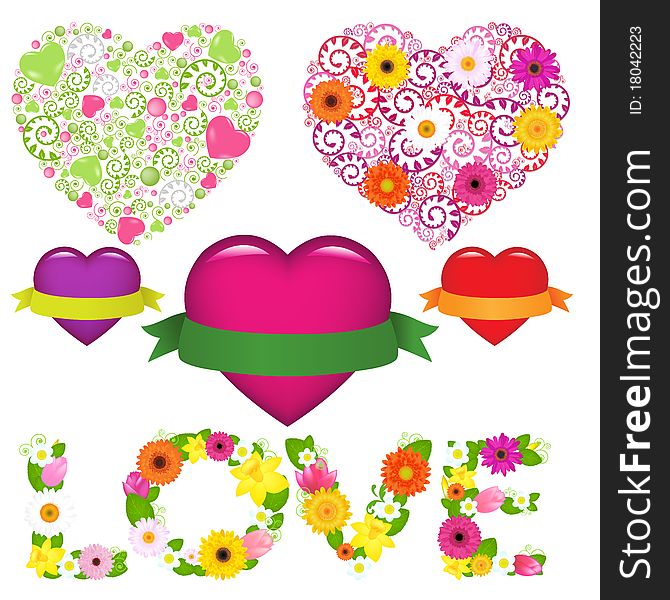 Collection Of Hearts. Vector