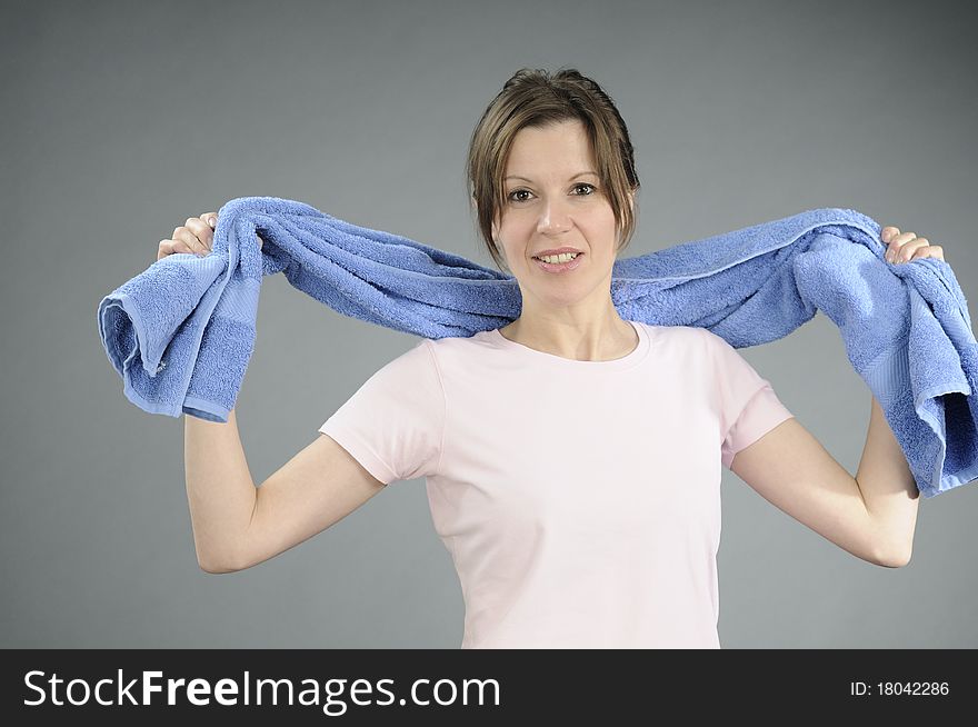 White woman resting after aerobic exercises. White woman resting after aerobic exercises