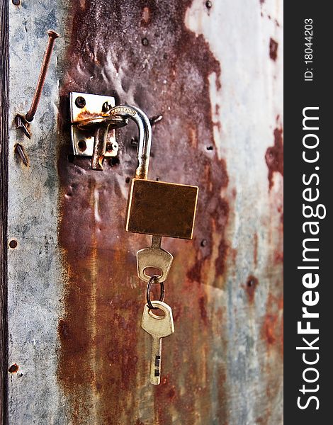 Key locked on grunge zinc plate