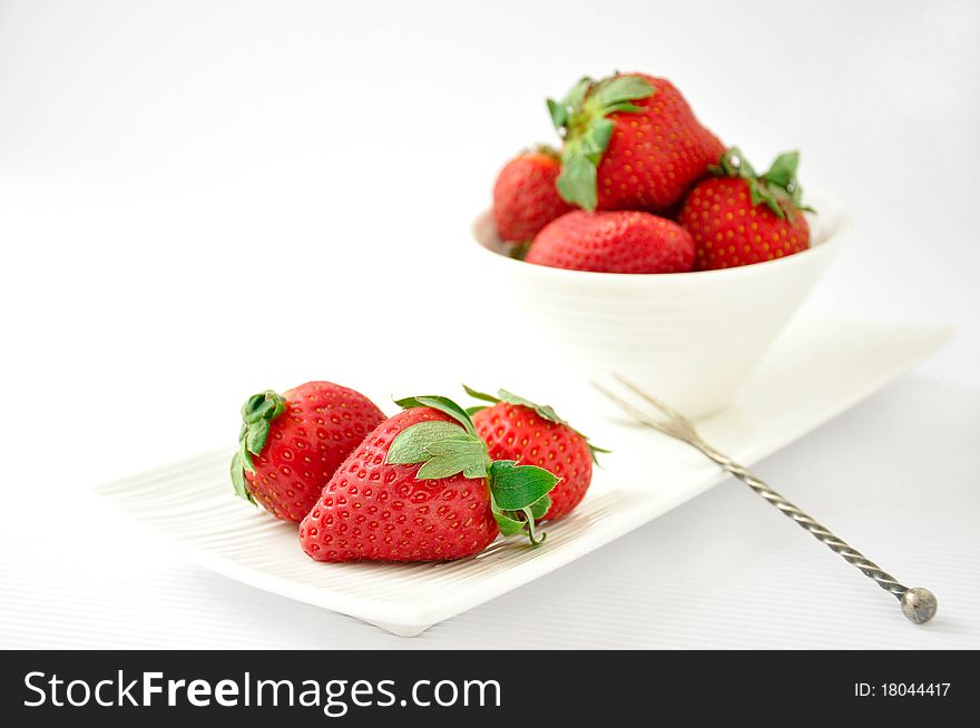 Group of fresh, succulent strawberries