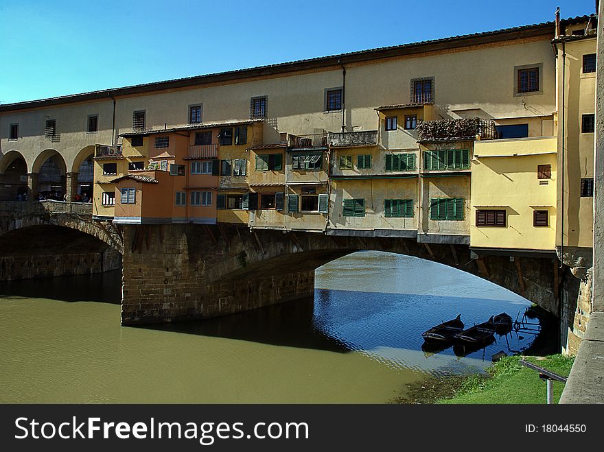 Close image of a old bridge, ponte vecchio, florence, italy