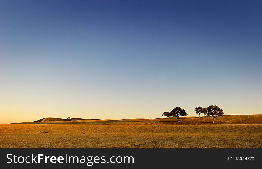 A Hay field at sunset. A Hay field at sunset.