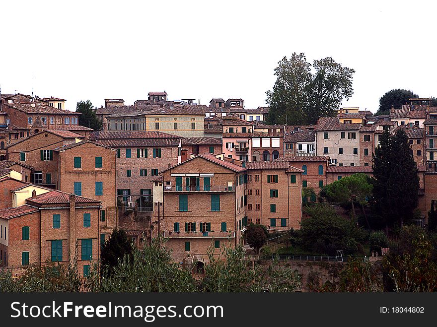 View on sienna houses, toscany, italy