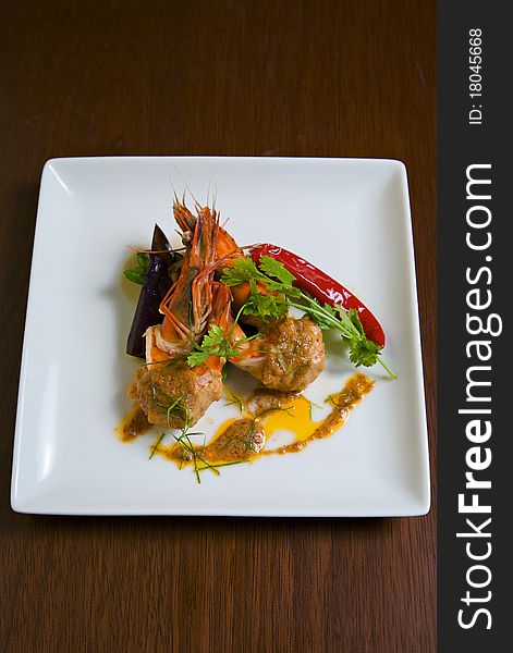 Grilled Shrimp Red Curry Sauce