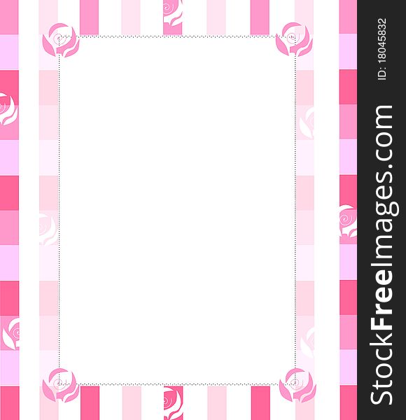 Decorative pink rose frame /card