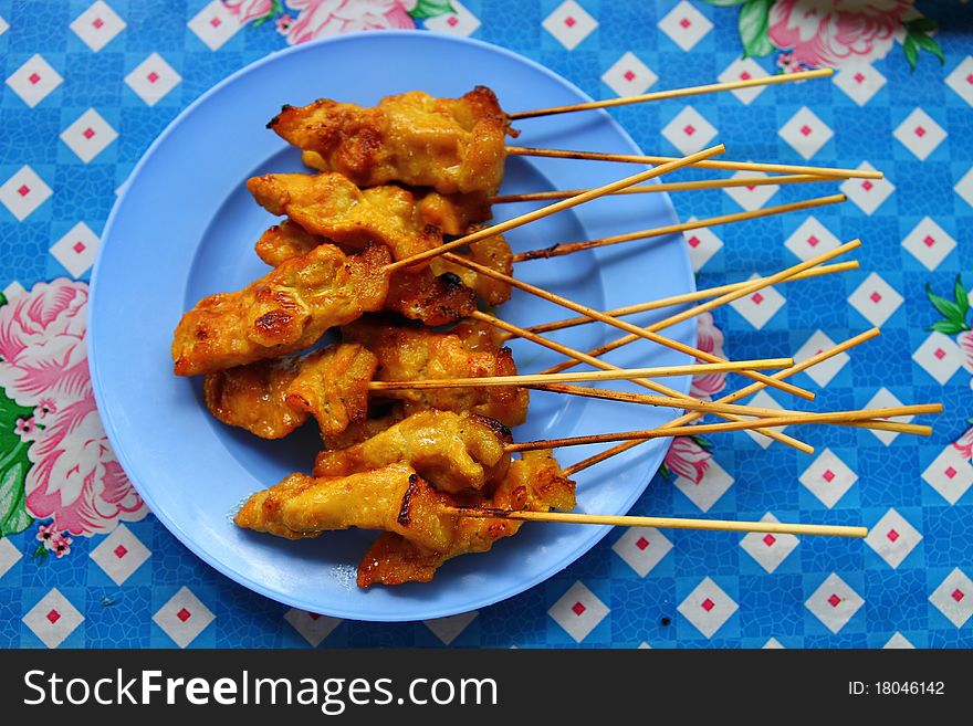 Thai food grilled meat satay. Thai food grilled meat satay