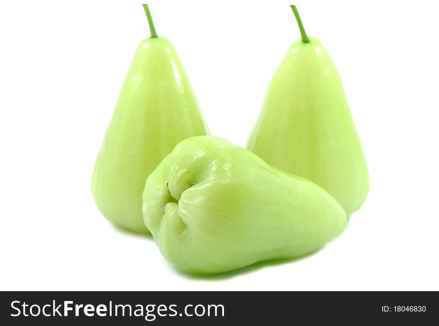 Green rose apple isolated on white